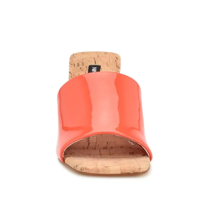 Nine West Sandals Women Teice Heeled Slide Sandals Orange Patent Nine West Sandals Women Teice Heeled Slide Sandals Orange Patent