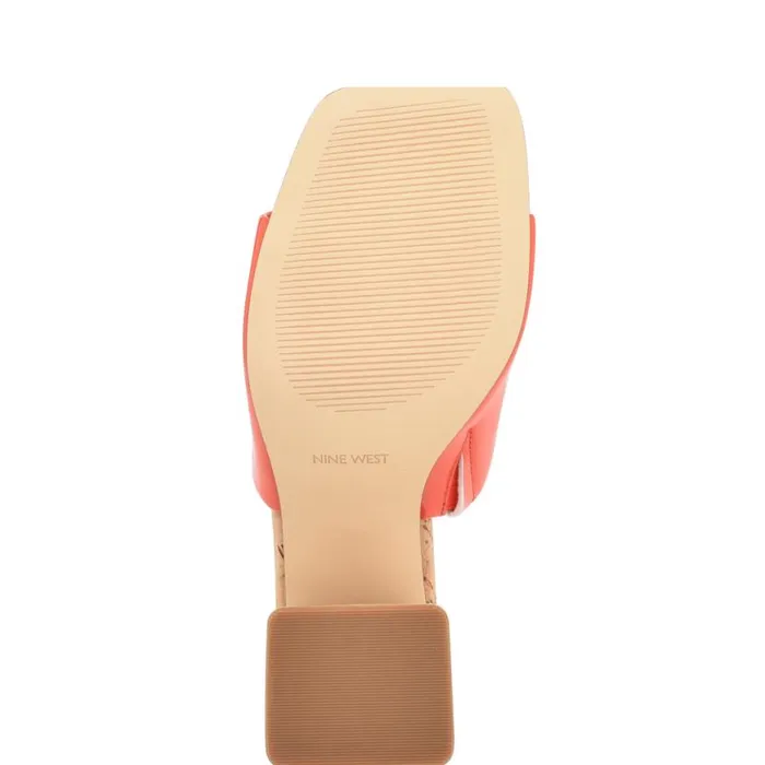 Nine West Sandals Women Teice Heeled Slide Sandals Orange Patent Nine West Sandals Women Teice Heeled Slide Sandals Orange Patent