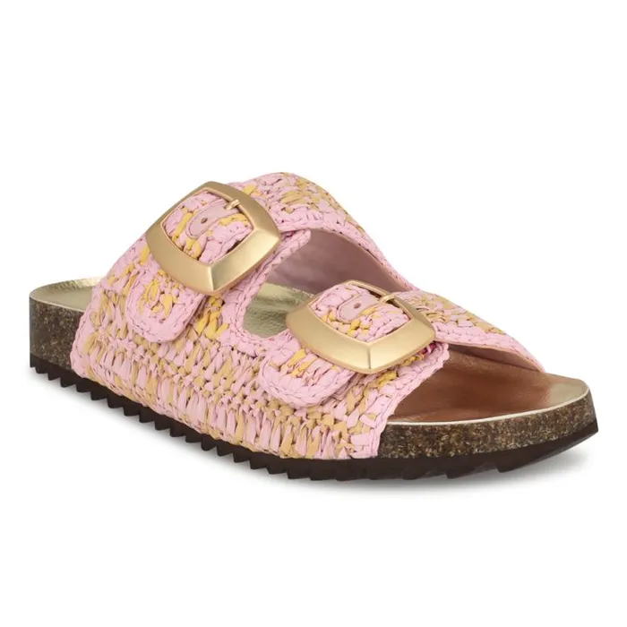 Nine West Sandals Women Tenly Casual Footbed Sandals Light Pink Multi