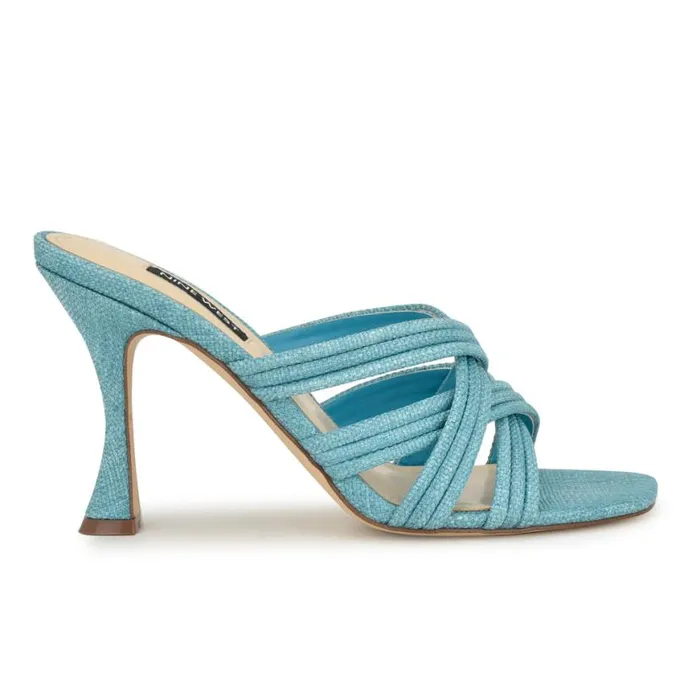 Nine West Sandals Women Tracee Heeled Slide Sandals Medium Blue