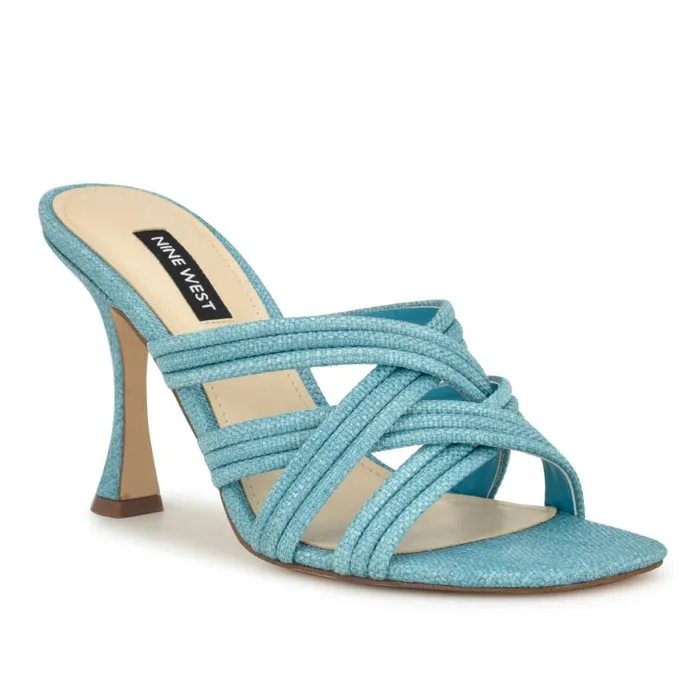 Nine West Sandals Women Tracee Heeled Slide Sandals Medium Blue