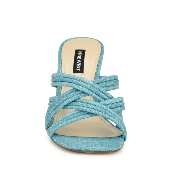Nine West Sandals Women Tracee Heeled Slide Sandals Medium Blue