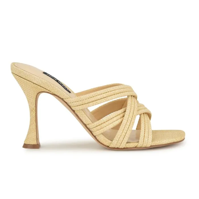 Nine West Sandals Women Tracee Heeled Slide Sandals Natural