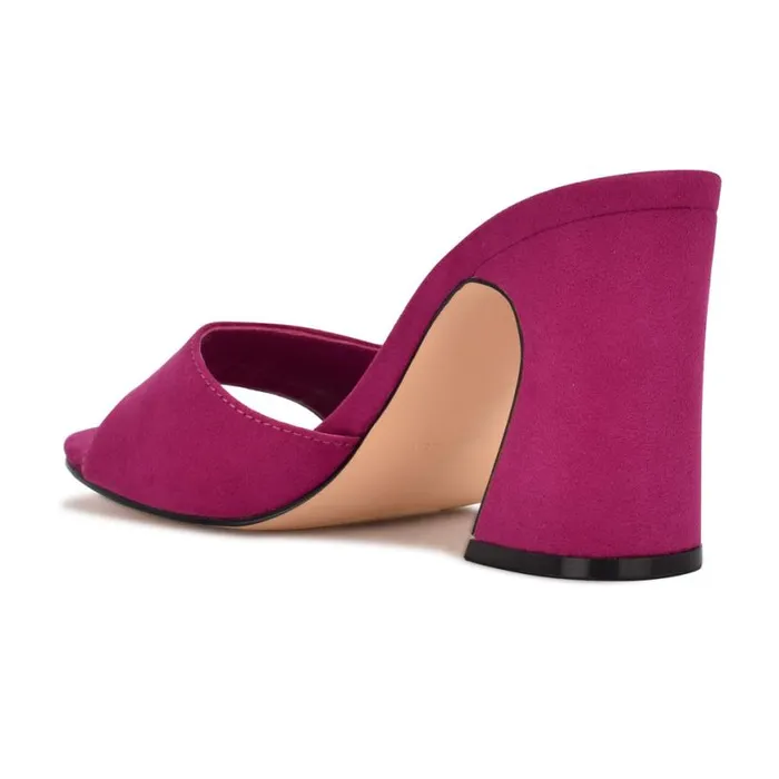 Nine West Sandals Women Unah Heeled Slide Sandals Dark Pink Suede Nine West Sandals Women Unah Heeled Slide Sandals Dark Pink Suede
