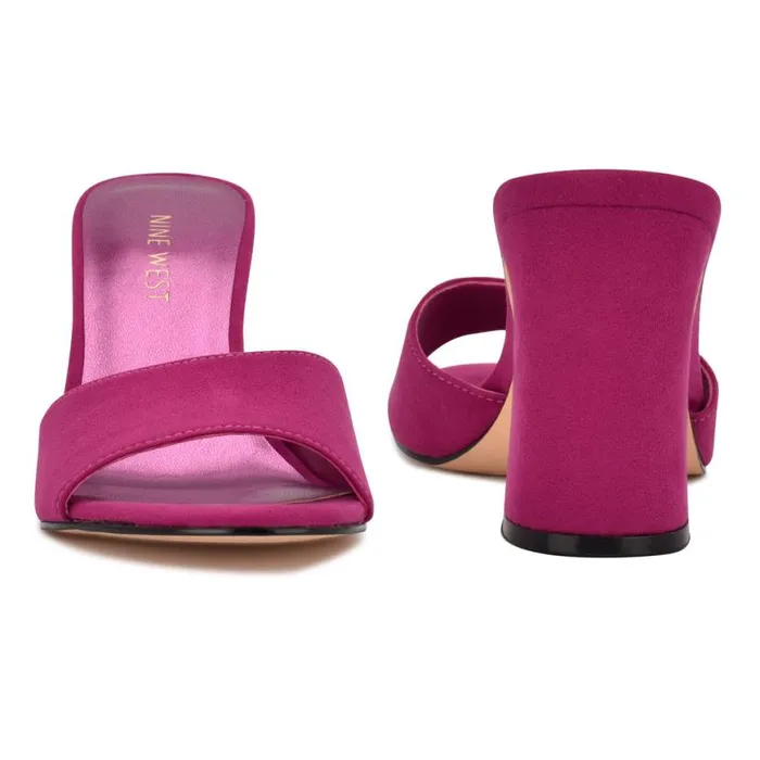 Nine West Sandals Women Unah Heeled Slide Sandals Dark Pink Suede Nine West Sandals Women Unah Heeled Slide Sandals Dark Pink Suede