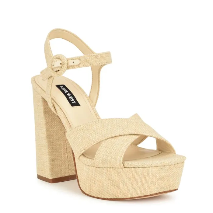 Nine West Sandals Women Vallen Strappy Platform Sandals Natural Raffia Nine West Sandals Women Vallen Strappy Platform Sandals Natural Raffia