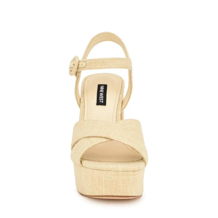 Nine West Sandals Women Vallen Strappy Platform Sandals Natural Raffia Nine West Sandals Women Vallen Strappy Platform Sandals Natural Raffia