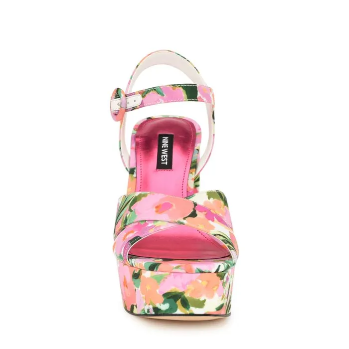 Nine West Sandals Women Vallen Strappy Platform Sandals Pink Floral Nine West Sandals Women Vallen Strappy Platform Sandals Pink Floral