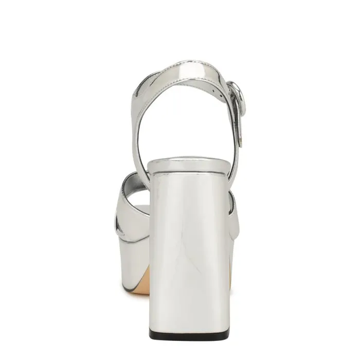 Nine West Sandals Women Vallen Strappy Platform Sandals Silver