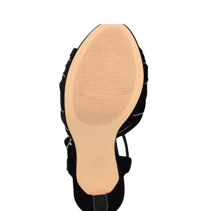 Nine West Sandals Women Winne Knotted Platform Sandals Black Velvet
