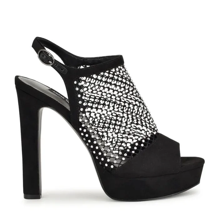 Nine West Sandals Women Wohmah Peep Toe Platform Sandals Black