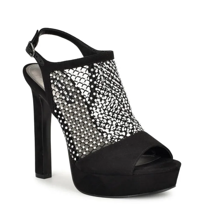 Nine West Sandals Women Wohmah Peep Toe Platform Sandals Black