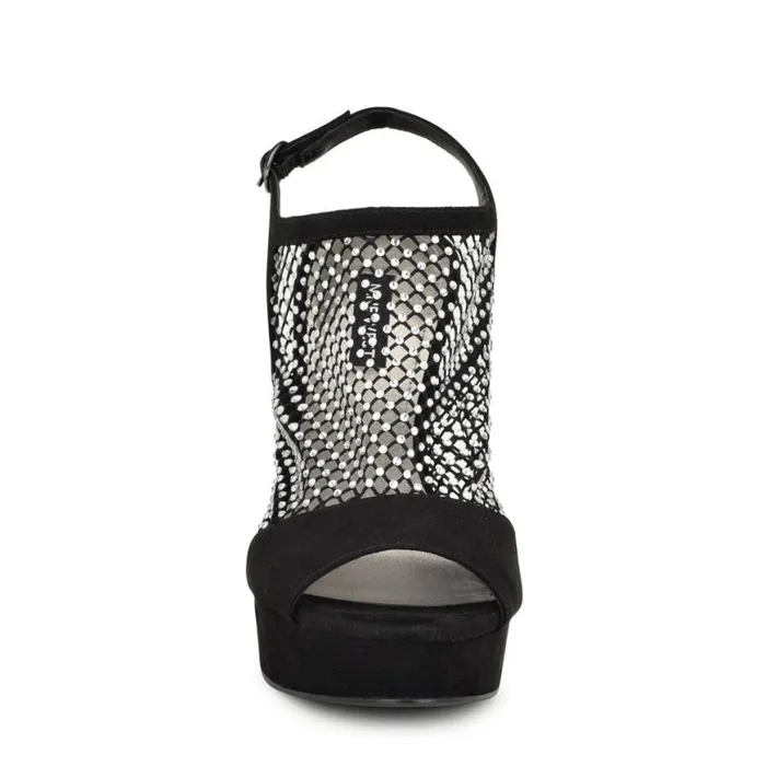 Nine West Sandals Women Wohmah Peep Toe Platform Sandals Black