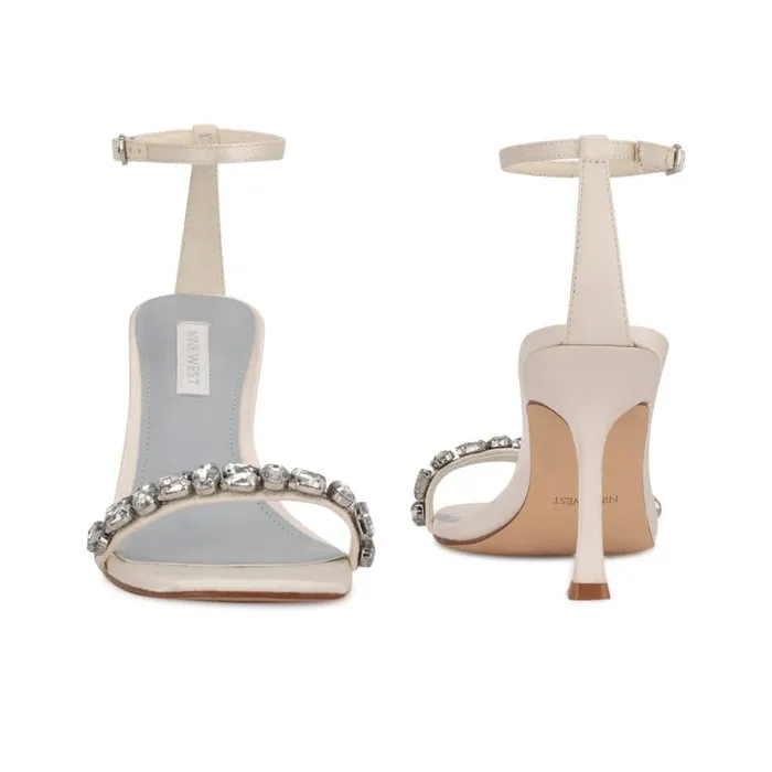 Nine West Sandals Women Yazmin Ankle Strap Dress Sandals White Satin Nine West Sandals Women Yazmin Ankle Strap Dress Sandals White Satin