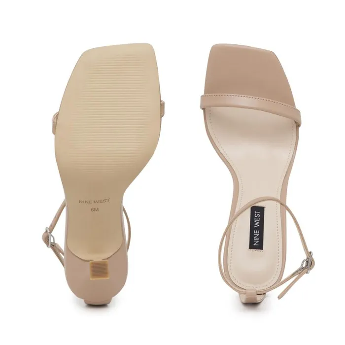 Nine West Sandals Women Yess Ankle Strap Sandals Barely Nude Leather Nine West Sandals Women Yess Ankle Strap Sandals Barely Nude Leather