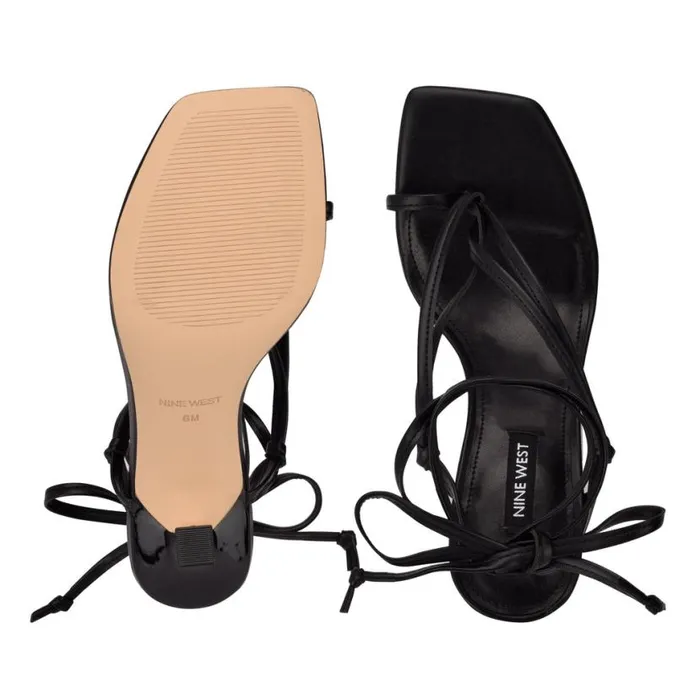 Nine West Sandals Women Yippie Ankle Wrap Heeled Sandal Black