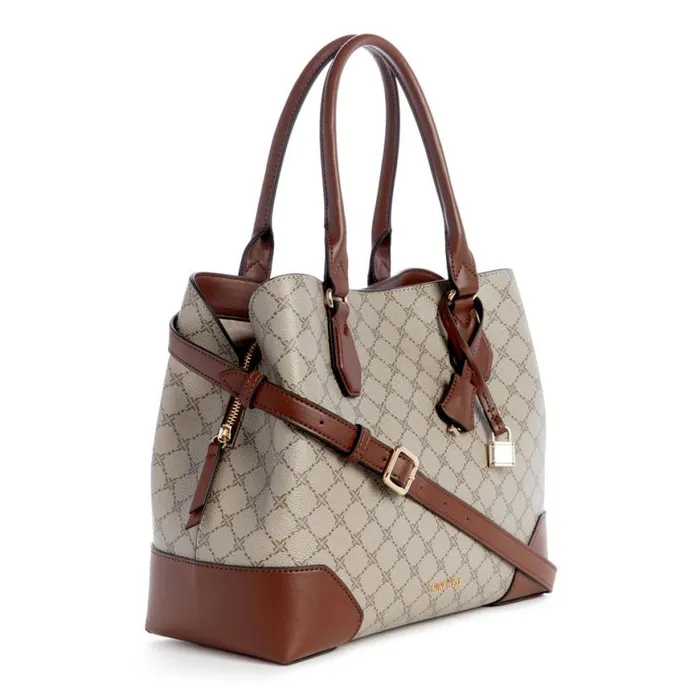 Nine West Satchels and Shoulder Bags Women Brooklyn Jet Set Carryall Beige Logomahogany Nine West Satchels and Shoulder Bags Women Brooklyn Jet Set Carryall Beige Logomahogany