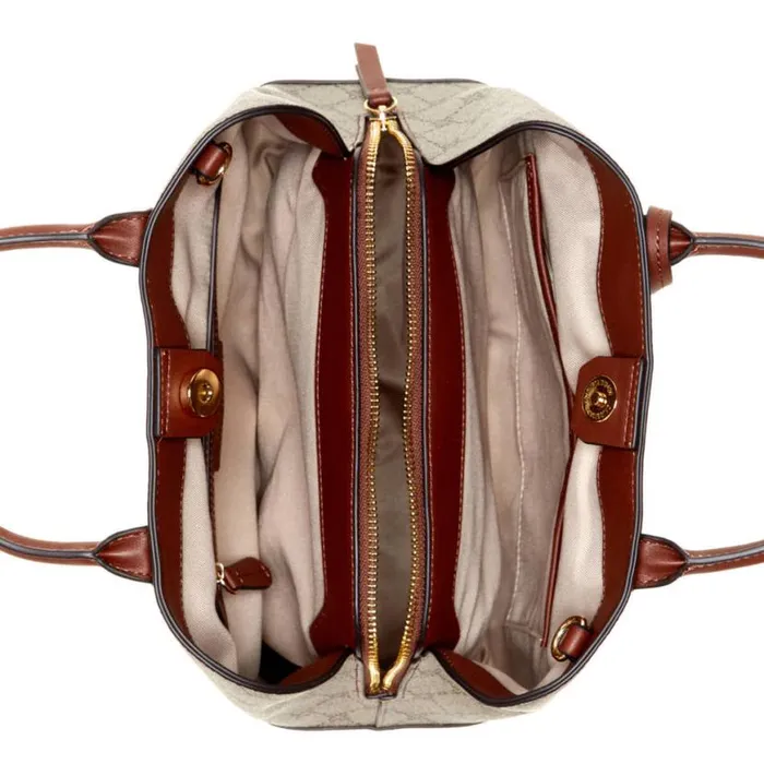 Nine West Satchels and Shoulder Bags Women Brooklyn Jet Set Satchel Beige Logo Mahogany Nine West Satchels and Shoulder Bags Women Brooklyn Jet Set Satchel Beige Logo Mahogany