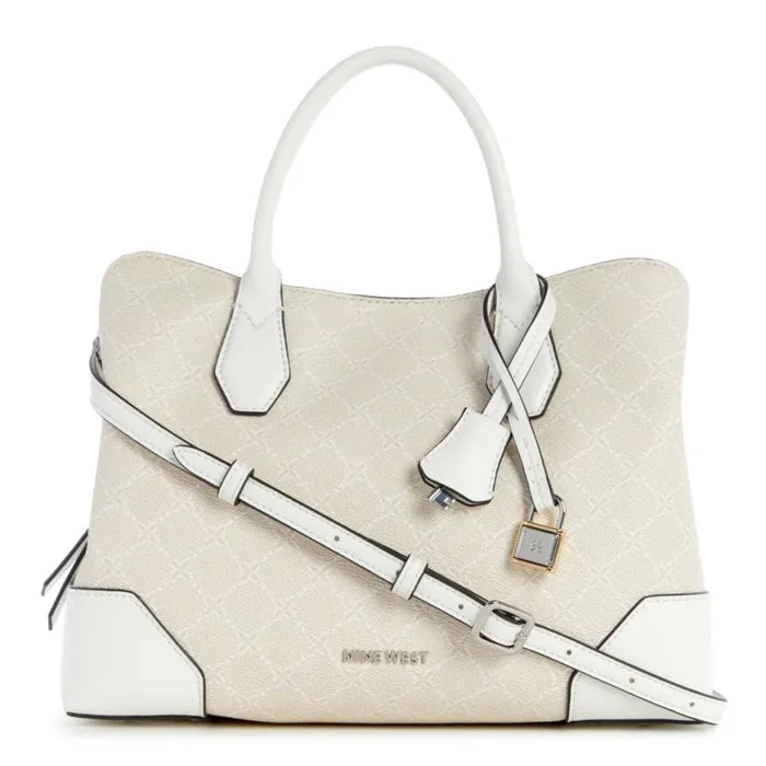 Nine West Satchels and Shoulder Bags Women Brooklyn Jet Set Satchel Cream Logo Nine West Satchels and Shoulder Bags Women Brooklyn Jet Set Satchel Cream Logo
