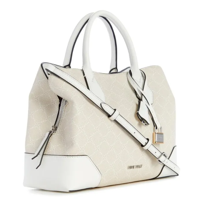 Nine West Satchels and Shoulder Bags Women Brooklyn Jet Set Satchel Cream Logo Nine West Satchels and Shoulder Bags Women Brooklyn Jet Set Satchel Cream Logo