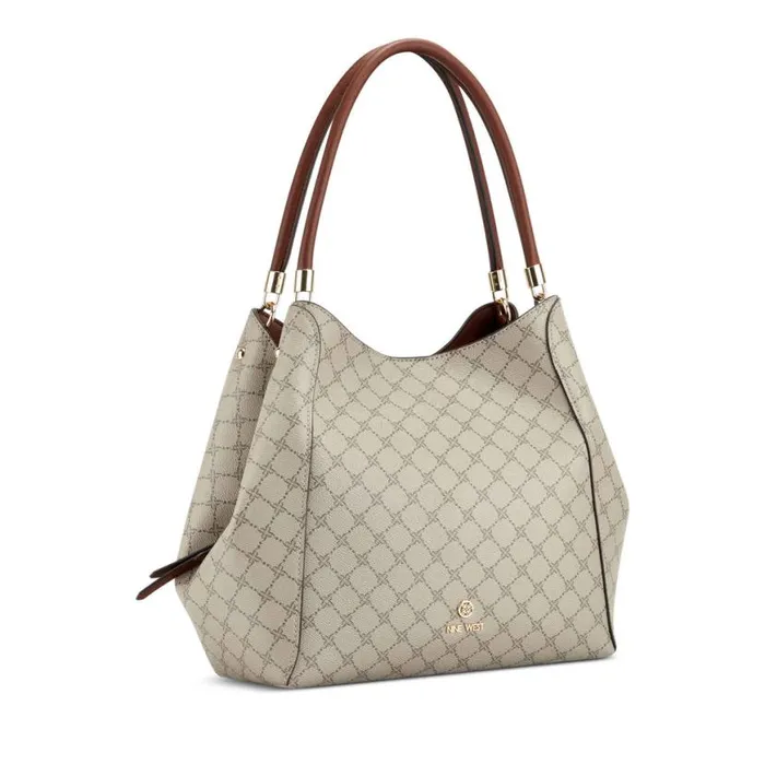 Nine West Satchels and Shoulder Bags Women Etta Jet Set Carryall Beige Logomahogany Nine West Satchels and Shoulder Bags Women Etta Jet Set Carryall Beige Logomahogany