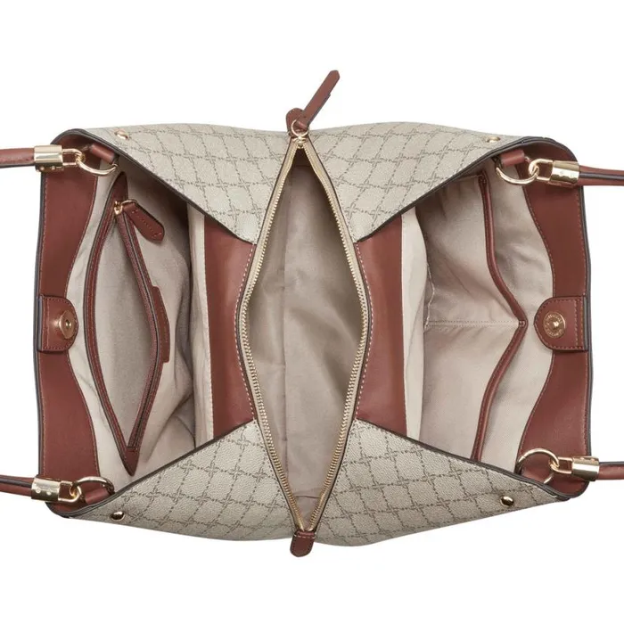 Nine West Satchels and Shoulder Bags Women Etta Jet Set Carryall Beige Logomahogany Nine West Satchels and Shoulder Bags Women Etta Jet Set Carryall Beige Logomahogany