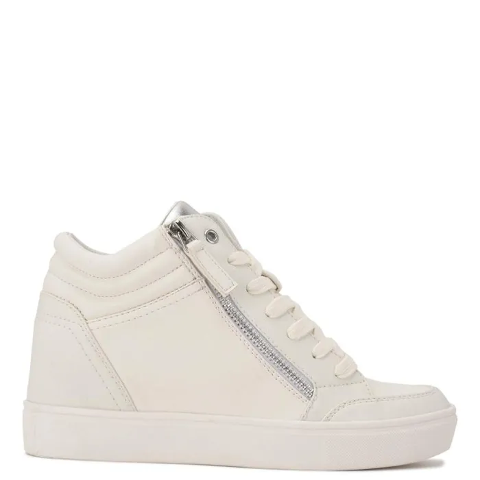 Nine West Sneakers Women Tons High Top Hidden Wedge Sneakers Whitesilver