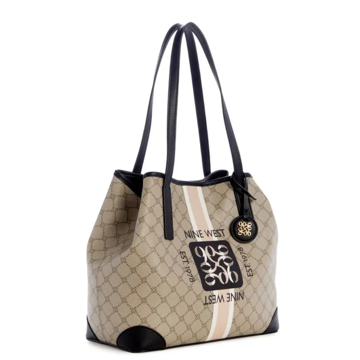 Nine West Totes and Backpacks Women Delaine 2 In 1 Tote Beige Logoblack Nine West Totes and Backpacks Women Delaine 2 In 1 Tote Beige Logoblack