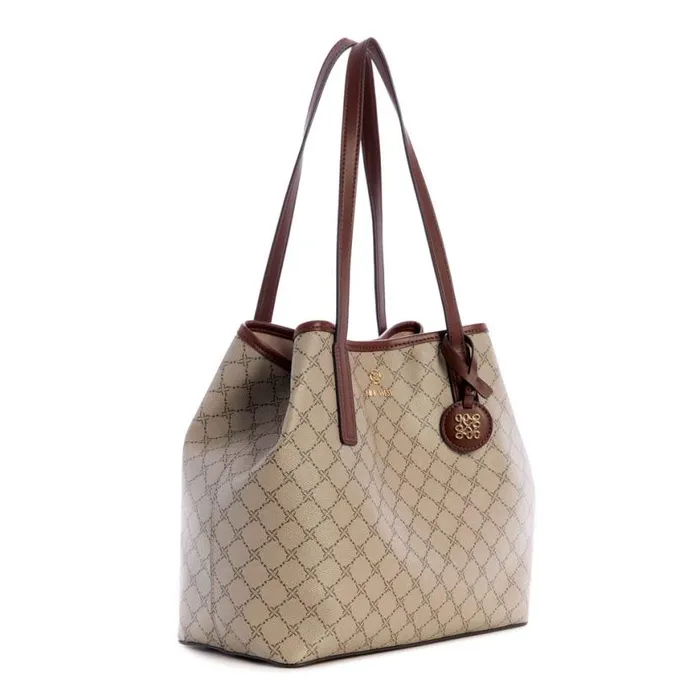 Nine West Totes and Backpacks Women Delaine 2 In 1 Tote Beige Logo Mahogany Nine West Totes and Backpacks Women Delaine 2 In 1 Tote Beige Logo Mahogany