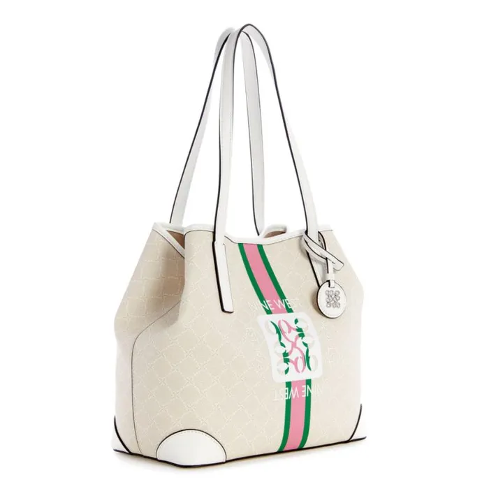 Nine West Totes and Backpacks Women Delaine 2 In 1 Tote Cream Logowhite Nine West Totes and Backpacks Women Delaine 2 In 1 Tote Cream Logowhite