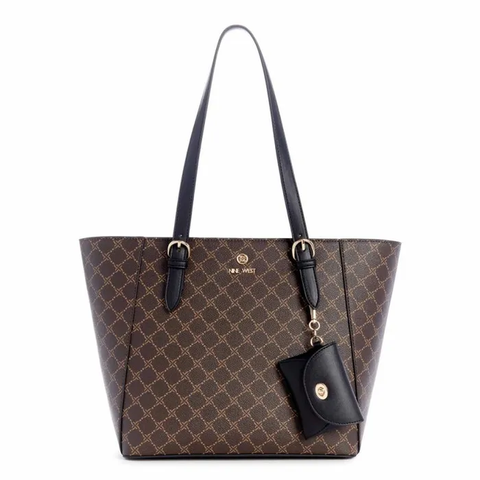Nine West Totes and Backpacks Women Siera Tote Brown Black Logo