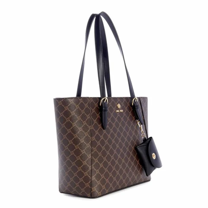 Nine West Totes and Backpacks Women Siera Tote Brown Black Logo Nine West Totes and Backpacks Women Siera Tote Brown Black Logo