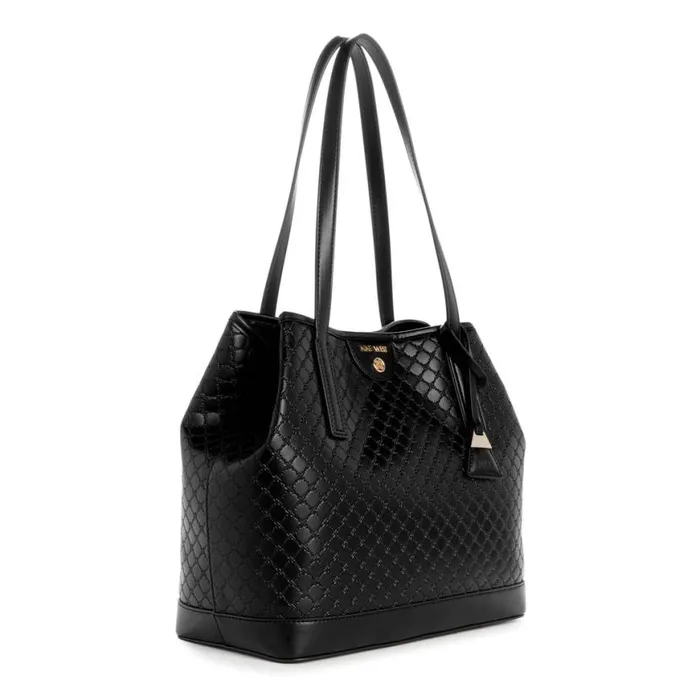 Nine West Totes and Backpacks Women Teagan 2 In 1 Tote Black Embossed Nine West Totes and Backpacks Women Teagan 2 In 1 Tote Black Embossed