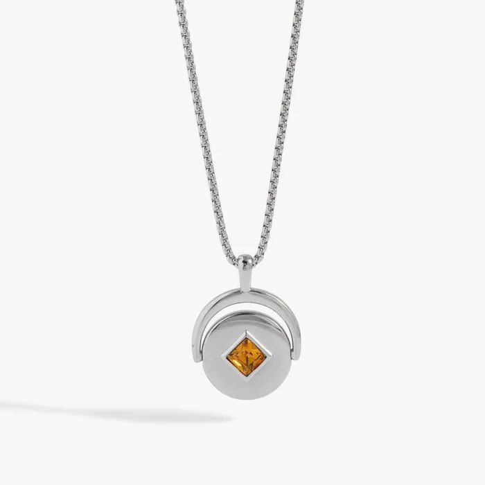November Birthstone And Flower Flip Charm Necklace Stainless Steel Silver Women Alex And Ani Birthday