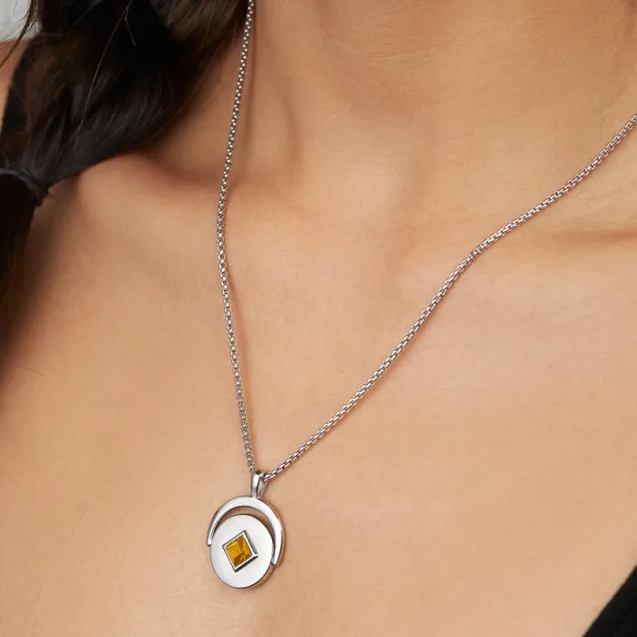 November Birthstone And Flower Flip Charm Necklace Stainless Steel Silver Women Alex And Ani Birthday