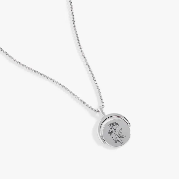 November Birthstone And Flower Flip Charm Necklace Stainless Steel Silver Women Alex And Ani Birthday