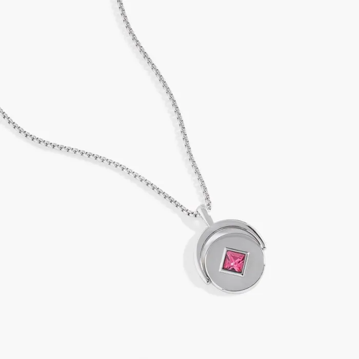 October Birthstone And Flower Flip Charm Necklace Stainless Steel Gold Women Alex And Ani Birthday