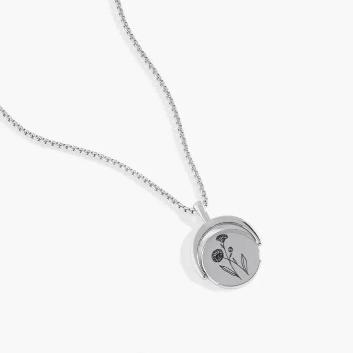 October Birthstone And Flower Flip Charm Necklace Stainless Steel Gold Women Alex And Ani Birthday