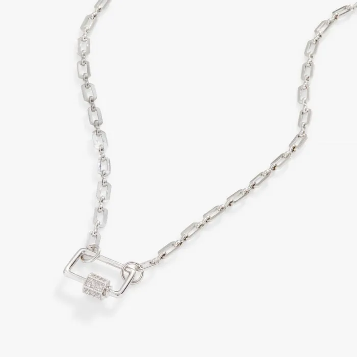 Open Link Square Carabiner Necklace Silver Women Alex And Ani Necklaces