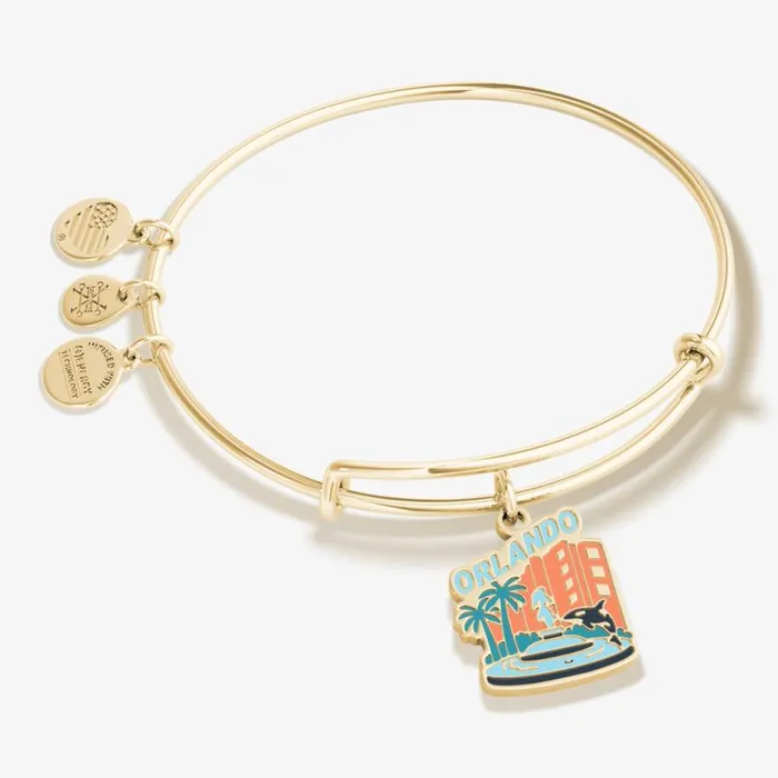 Orlando Charm Bangle Bracelet Shiny Gold Women Alex And Ani Iconic Alex And Ani