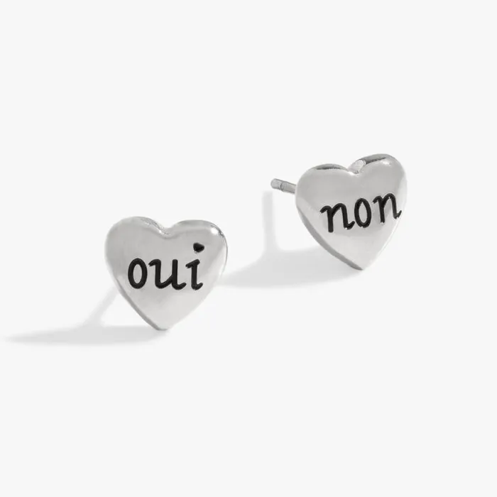 Oui and Non Heart Stud Earrings Stainless Steel Gold Women Alex And Ani Love