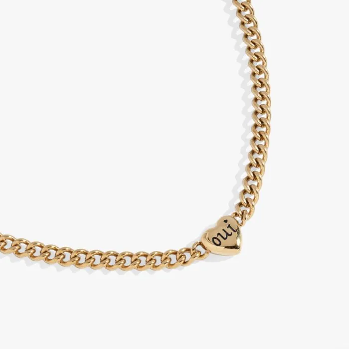 Oui and Non Reversible Heart Inline Necklace Stainless Steel Gold Women Alex And Ani Necklaces Oui and Non Reversible Heart Inline Necklace Stainless Steel Gold Women Alex And Ani Necklaces