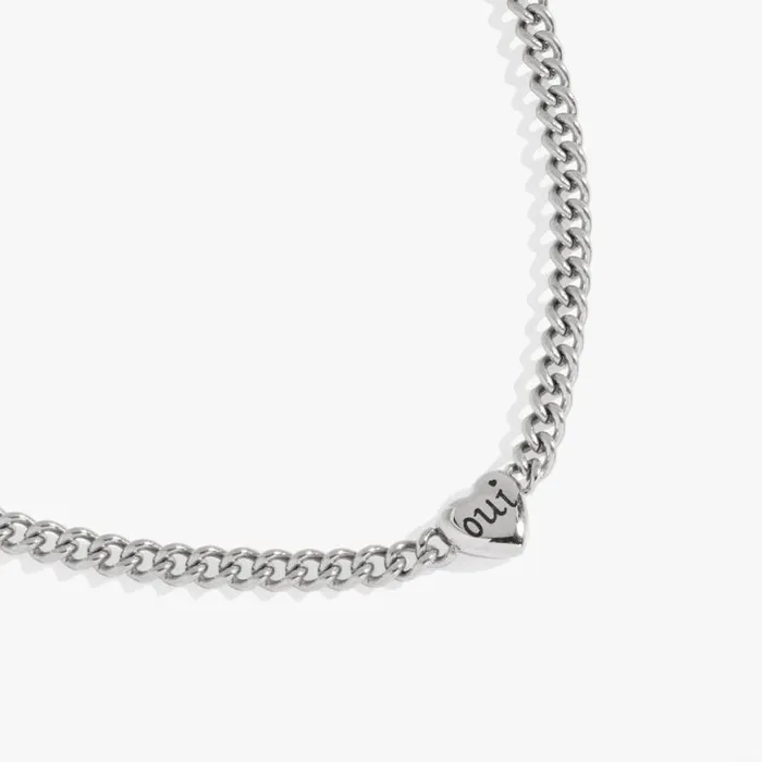 Oui and Non Reversible Heart Inline Necklace Stainless Steel Gold Women Alex And Ani Necklaces