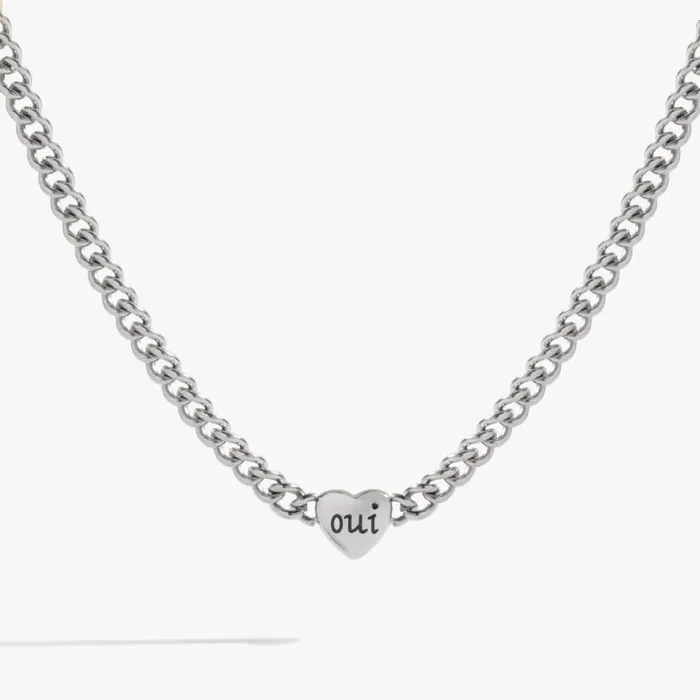 Oui and Non Reversible Heart Inline Necklace Stainless Steel Gold Women Alex And Ani Necklaces