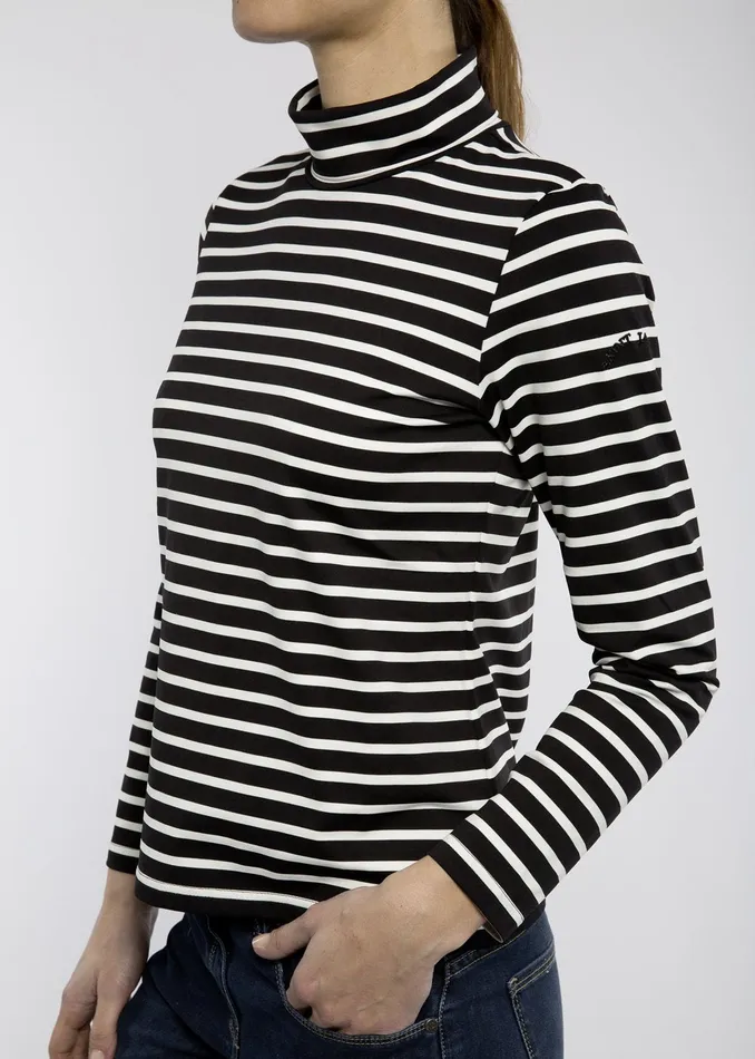 Oural Turtleneck Striped Shirt Stretch Fabric Blackivory Women Saint James Breton Striped Shirts