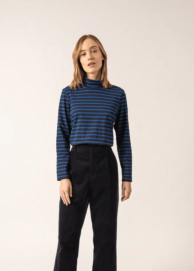 Oural Turtleneck Striped Shirt Stretch Fabric Navyroyalblue Women Saint James Breton Striped Shirts Oural Turtleneck Striped Shirt Stretch Fabric Navyroyalblue Women Saint James Breton Striped Shirts