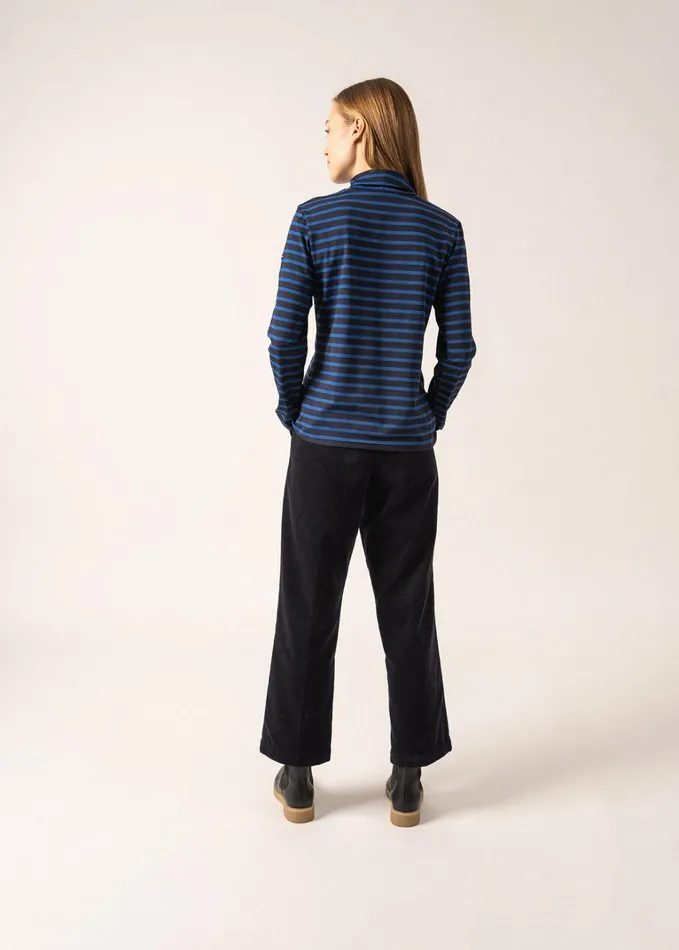 Oural Turtleneck Striped Shirt Stretch Fabric Navyroyalblue Women Saint James Breton Striped Shirts