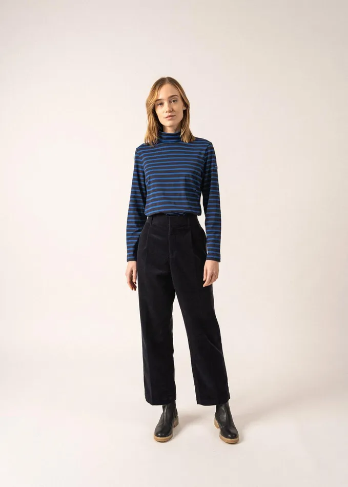 Oural Turtleneck Striped Shirt Stretch Fabric Navyroyalblue Women Saint James Breton Striped Shirts