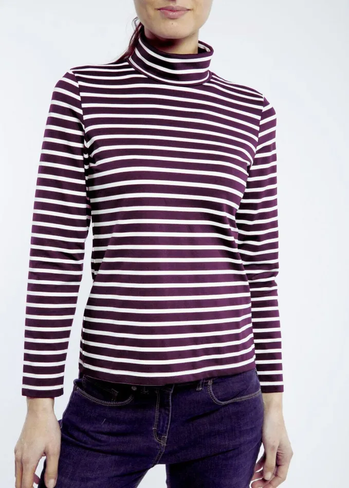 Oural Turtleneck Striped Shirt Stretch Fabric Plumivory Women Saint James Aw24 Oural Turtleneck Striped Shirt Stretch Fabric Plumivory Women Saint James Aw24