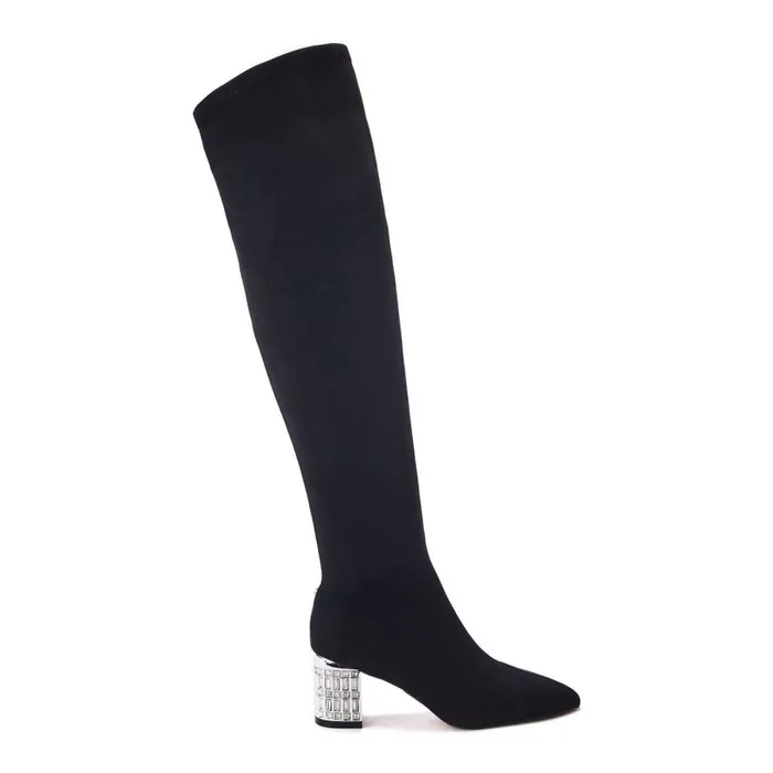 Over The Knee Boots Women Moda In Pelle Quanna Black Alcantara